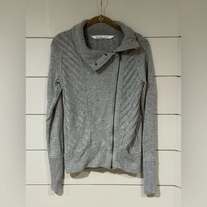 Athleta Mission Moto Wool Blend Grey Knit Sweater Jacket Size XS